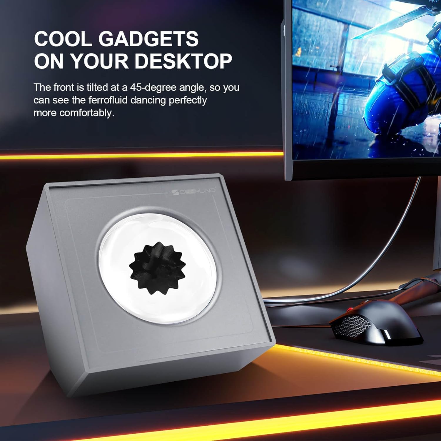 sovenomund Ferrofluid Speaker Sound Visualizer, Dancing Ferrofluid Lamp with Colorful Lights, Ferrofluid with Music Rhythm, Symbiont in a Bottle (Not A Speaker) (Does Not Make Sound) (Grey) - Image 5