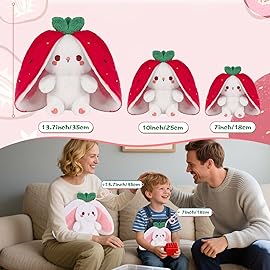 MIAODAM Strawberry Bunny Plush Toy-Soft Huggable Stuffed Animal for Babies, Kids & Collectors, Birthday Present & Nursery Decor 10inch