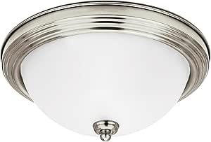 Generation Lighting 1-Light Geary Transitional Flush Mount Ceiling Lamp Brushed Nickel 77063EN3-962, Ceiling Light Fixture for Home Decor, Ceiling Mount Light for Bedroom, Kitchen, Living Room Decor