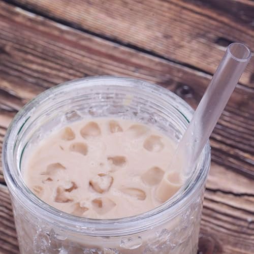 Vista 15 de Dakoufish Pajitas reutilizables para batidos de 10 pulgadas de largo, boca ancha, pajitas rectas de plástico para batidos de leche, juego de 6 con 4