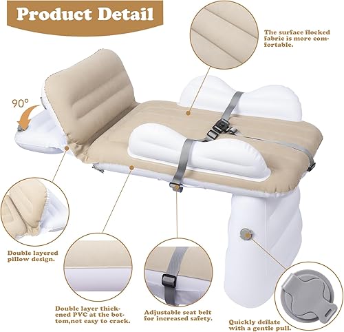 Miniatura 3 de MiiDD Cama inflable de viaje para niños pequeños, cama de avión para niños, cama de viaje para niños, cama portátil para niños, cuna de viaje,