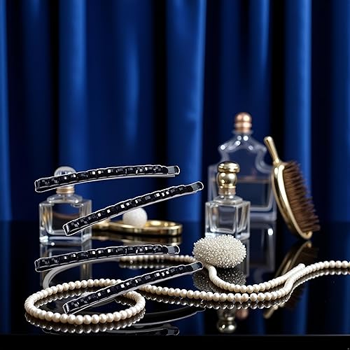 Miniatura 9 de 4 pasadores de diamantes de imitación negros, horquilla de pelo brillante, horquilla de cristal de diamante, horquilla, decoración brillante para el