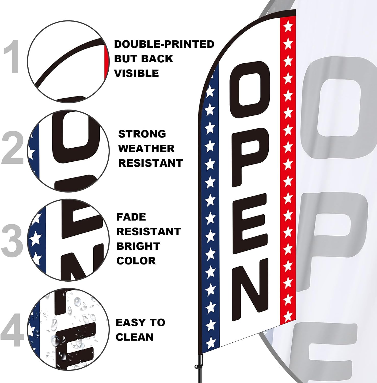 3 Pcs Used Cars Flag 7 x 5.4 ft Car Auto Dealer Swooper Feather Flags Kits Set Advertising Banner Dealership Supplies with Pole Kit for Auto Sale Business Advertising - Image 3