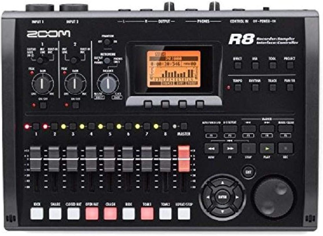 Zoom R8 Multi-Track Tabletop Recorder, Interface, Controller, 2 XLR Combo Inputs 8 Tracks, USB Audio Interface, Built In Stereo Condenser Microphones, Pad Sampler, Rhythm Machine : Musical Instruments