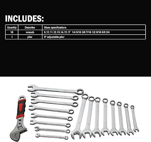 Miniatura 5 de Caja de herramientas portátil de 20 pulgadas con cerradura de llave, juego de herramientas mecánicas de 439 piezas, 3 cajones y bandeja de