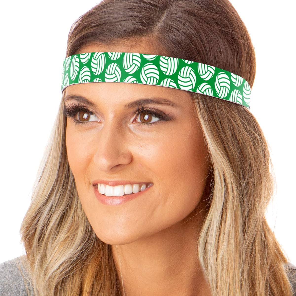 Hipsy Adjustable NO Slip Green Volleyball Headbands for Women & Girls
