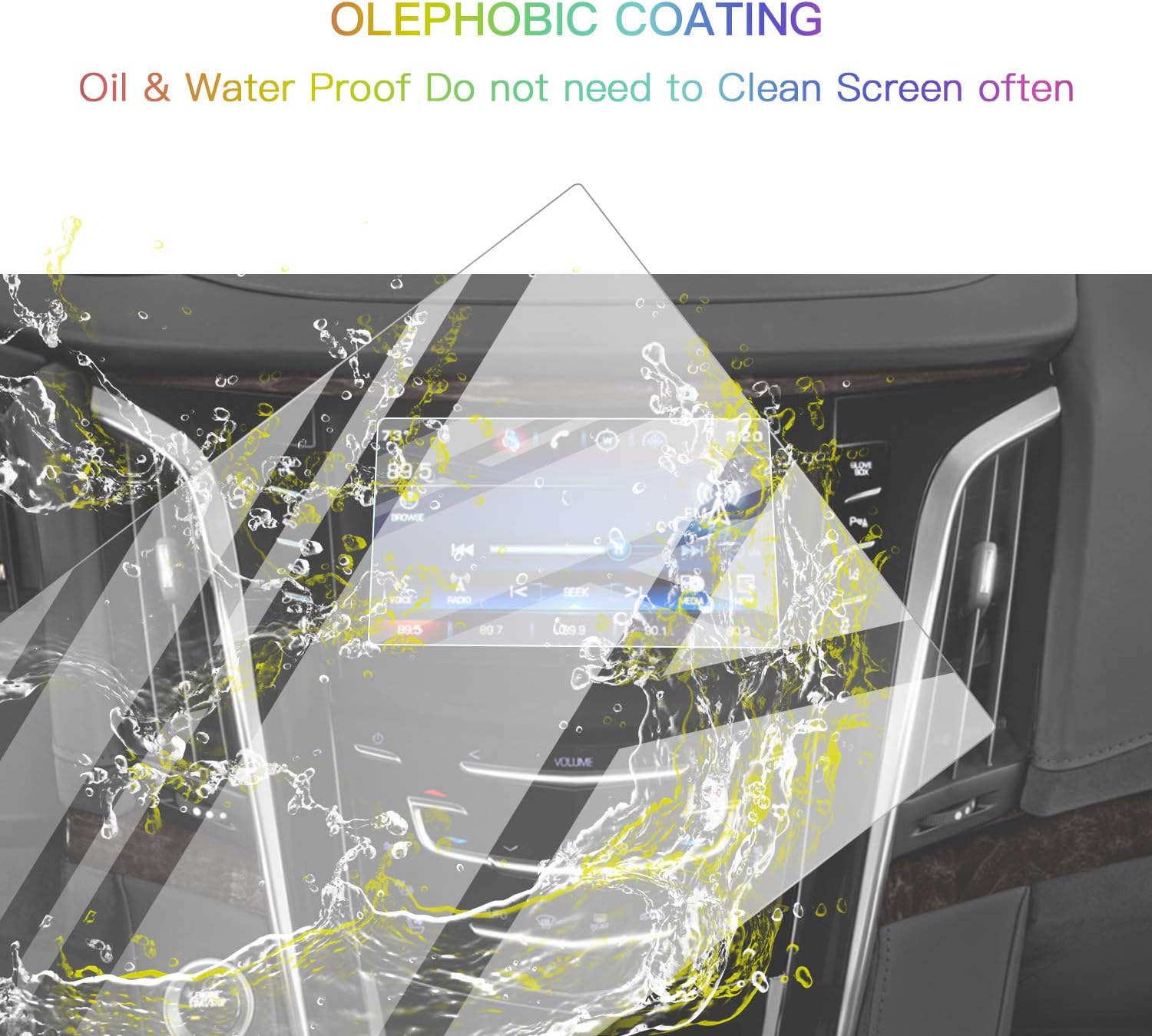 screen protector foils for 2015 2020 cadillac escalade cue infotainment interface 8in navigation display tempered glass 9h hardness anti glare hd clea