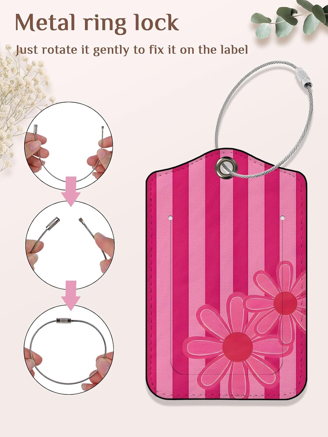 Seorsok 2Pcs Cute Striped Luggage Travel Tags for Suitcases image 5