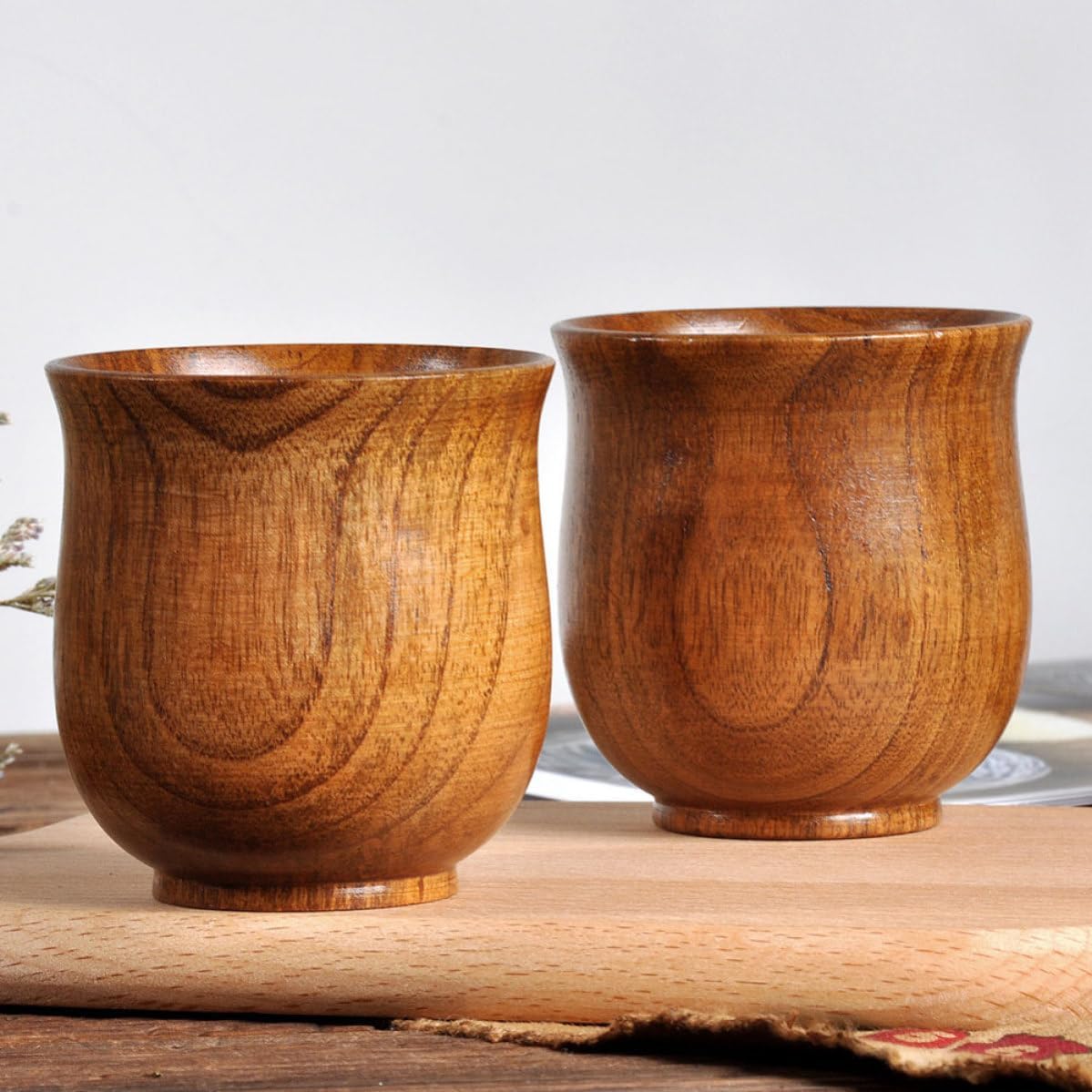 CHILDWEET Wooden Coffee Mug with Break Resistance and Practical Design, Natural Wooden Water Cup for Camping and Travel, for Tea and Beverage Drinking, Sturdy Outdoor Portable Cup