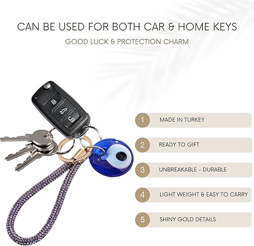 Miniatura 5 de BCS Evil Eye Keychain Bag Charm - Good Luck & Protection Amulet - Car Keyring Purse Accessories for Women