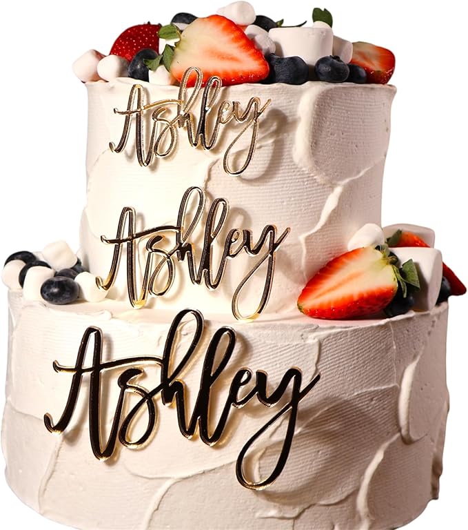 Acrylic Cake Charm, Personalized Cake Topper, Custom Cake Name, Wedding