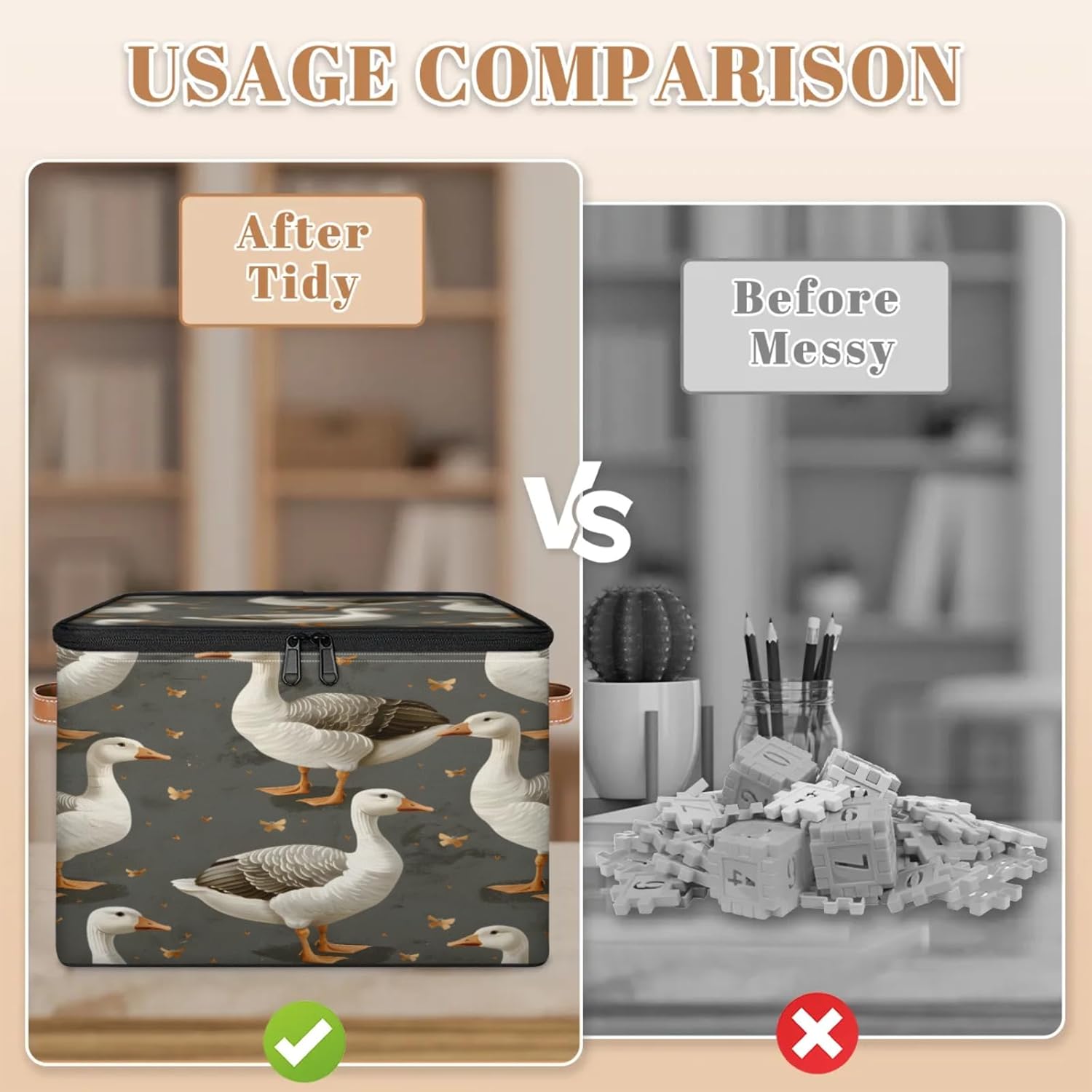 2-Pack Storage bins with lids - 26 quart organizer bins - Collapsible fabric storage bins with sturdy handles and double zipper tops - Versatile for home, toys, dorm rooms