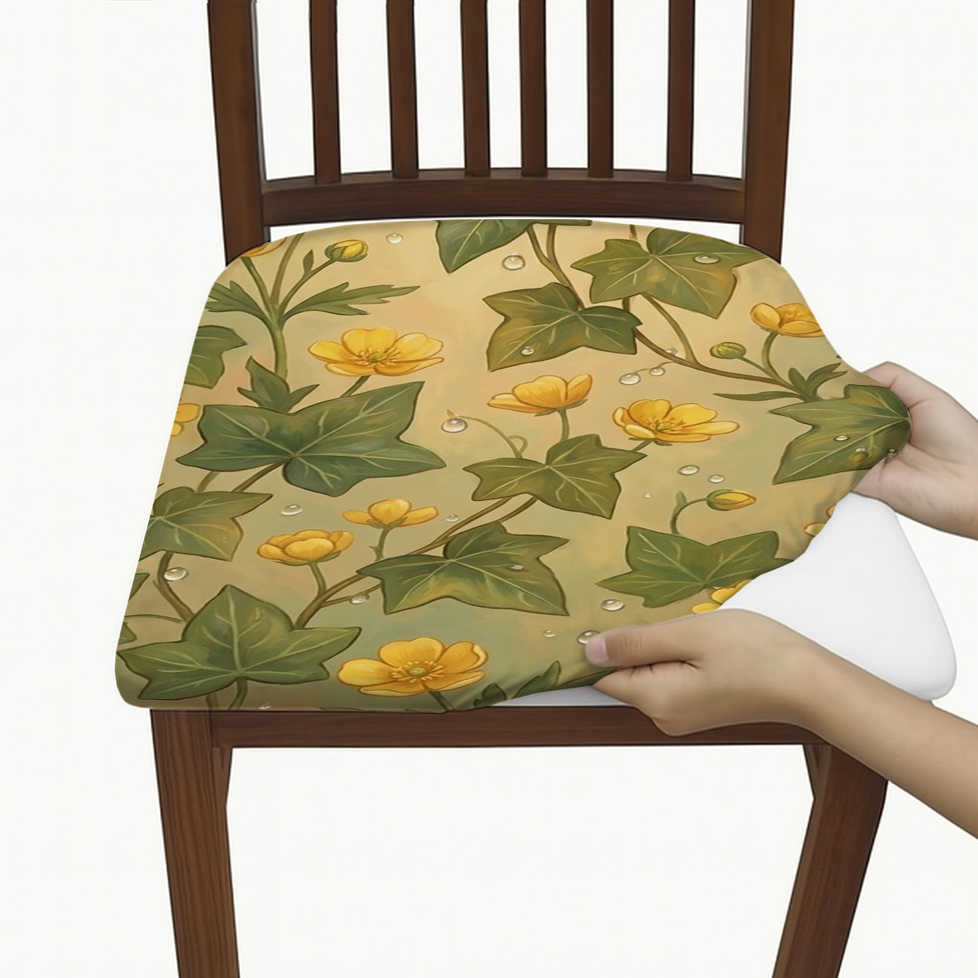 Housses de chaise cuisine en élasthanne pour décoration motif goutte de pluie