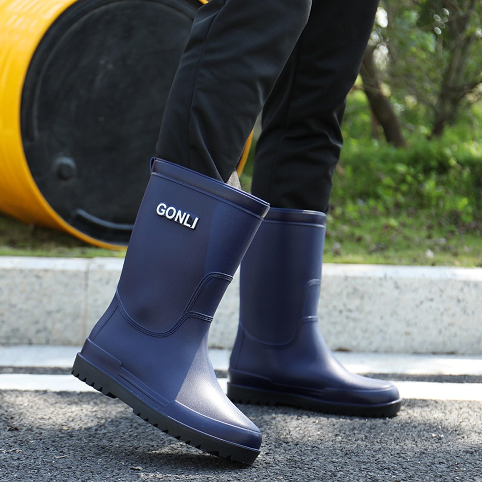 Botas de goma para hombre, botas de lluvia de media altura, botas de lluvia antideslizantes, botas de goma impermeables, botines de Wellington Botines de lluvia para exteriores, botas de jardín, botas