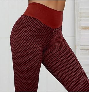 NVBFD High Waist Yoga Leggings For Women,Women Sports Leggings Yoga Pants Burgundy Red Ladies Opaque Yoga Leggings Of Hip Lift Effect Stretch Yoga Leggings For Gym Pilates Exercises Runs