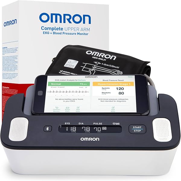 Monitor de Presión Arterial + EKG OMRON Complete 2 en 1 para Uso Doméstico y Brazalete para Brazo Superior - Marca #1 Recomendada por Médicos y Farmacéuticos - Validado Clínicamente - Conecta con App