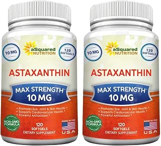 aSquared Nutrition Astaxanthin Supplement - Natural Astaxanthin Pills from Haematococcus Pluvialis Extract for Pure Energy - Max Strength 10mg - 120 Softgels (Pack of 2)