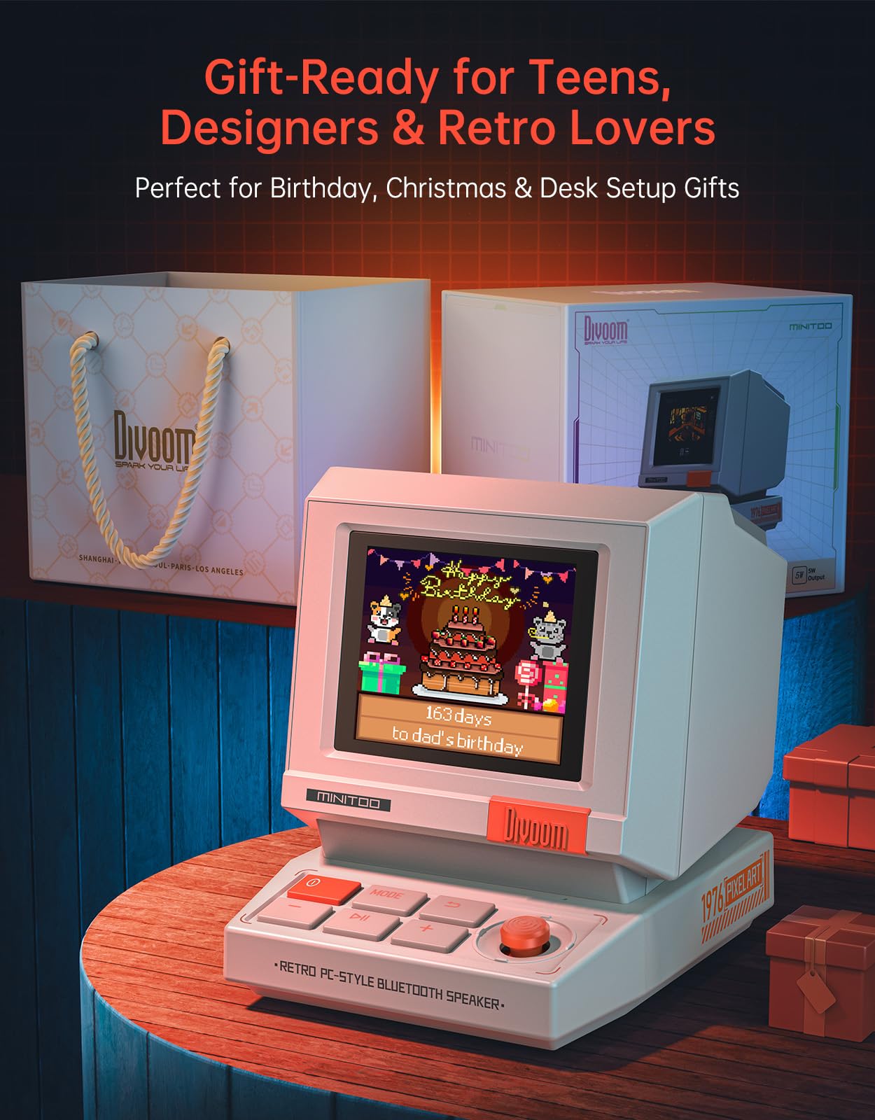 Divoom MiniToo Retro PC-Style Computer Speaker, Pixel Screen with DIY Faces view 8