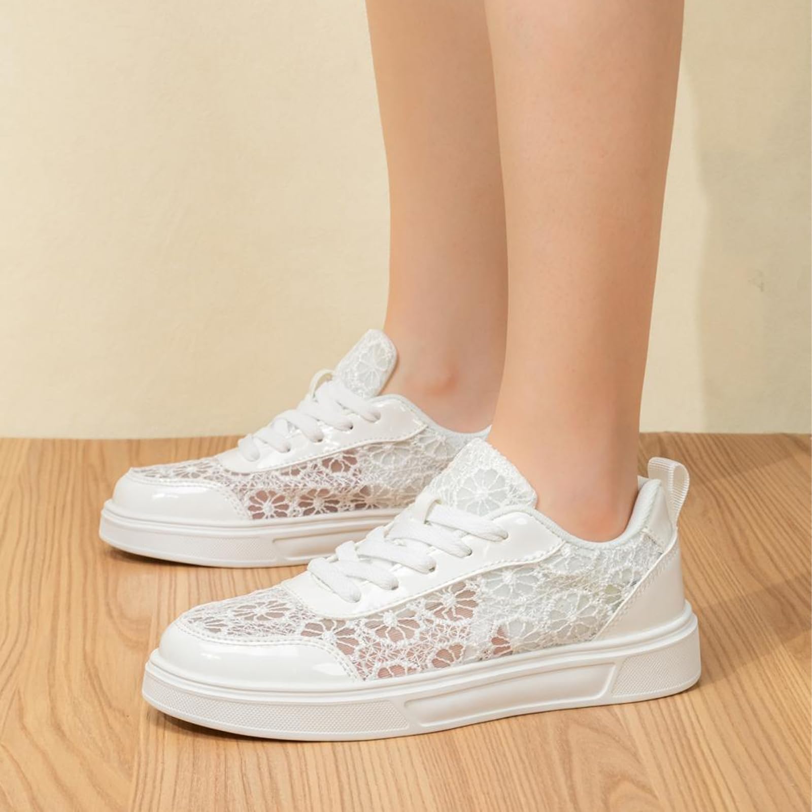 Atmungsaktive und leichte Damen-Sneaker mit Spitze, rutschfeste Sportschuhe, Sommer, bequeme weiche Sohle, Slip-On-Mesh-Orthopädische Walking-Sneaker