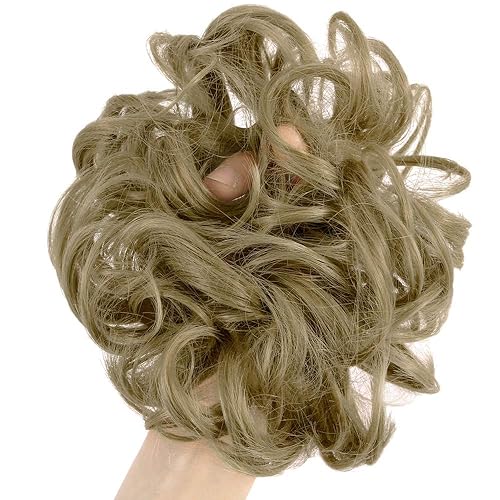 Vista 14 de Extensiones de cabello desordenado, coleta, peinado recogido, Moño, marrón, (dark brown mix ash blonde) marrón, (dark brown mix ash blonde),Mezcla