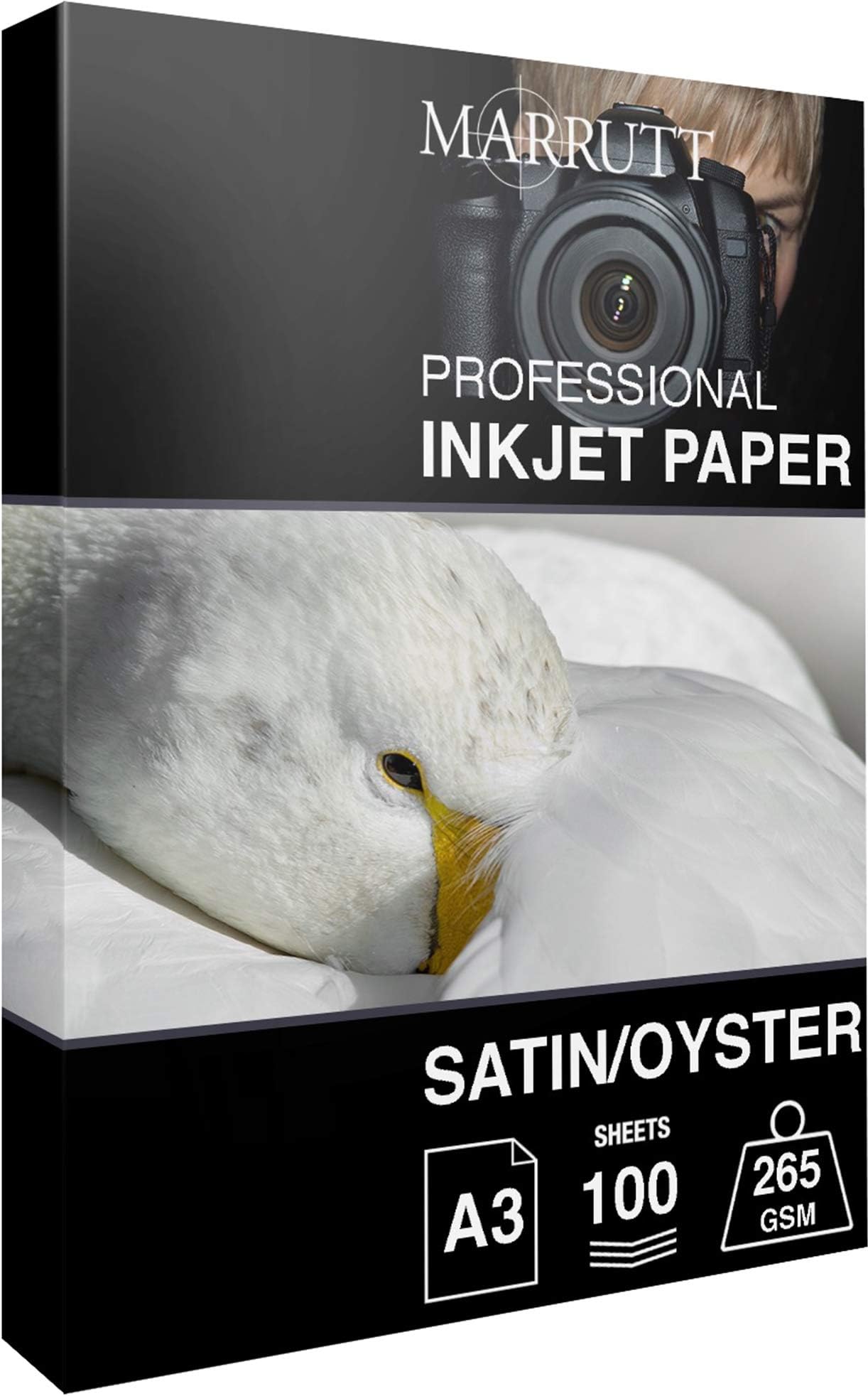 Marrutt 265gsm Pro Photo Satin/Oyster Inkjet Paper (A3-100 Sheets)