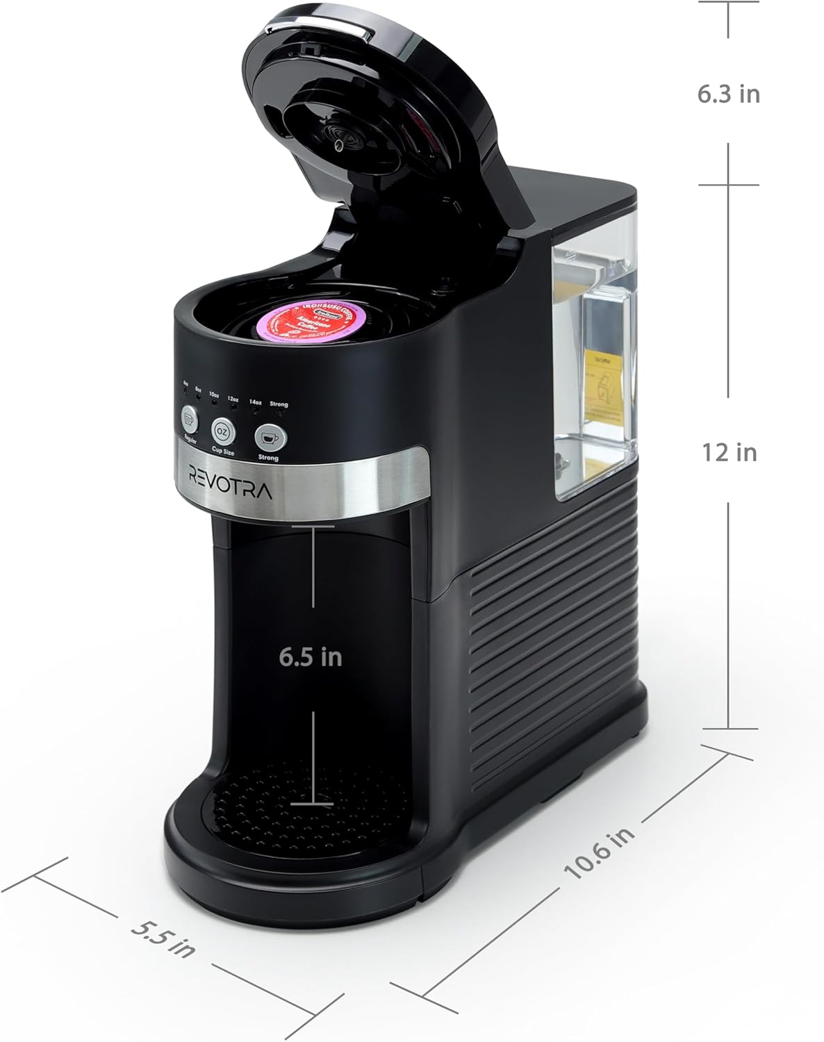 Single Serve Coffee Maker for K-Cup Pods & Ground Coffee, 6 to 14oz Brew Sizes, Strong Brew Option, Fast Brewing, Compact Design with Removable 40oz Reservoir, Travel Mug Friendly, Black