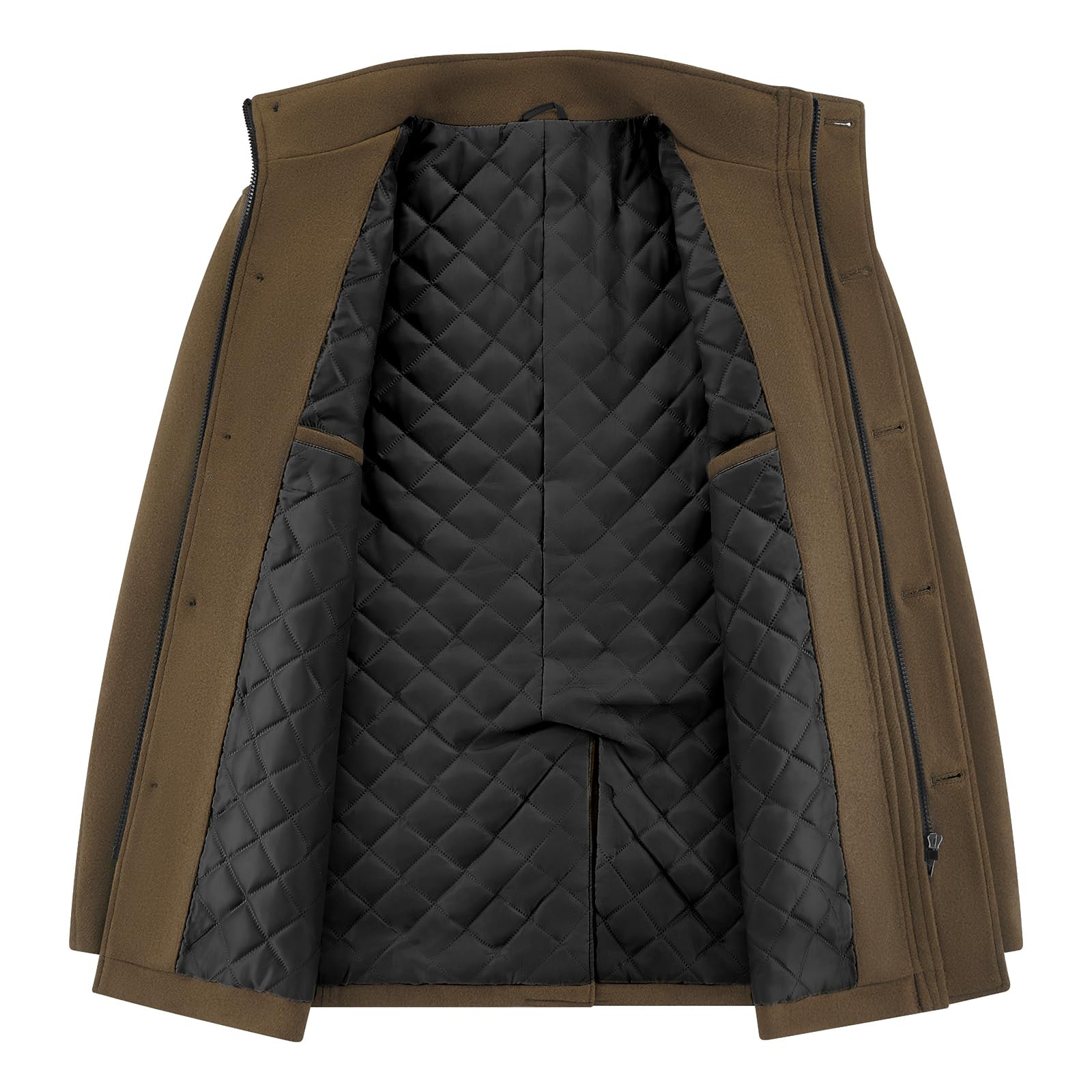 MODFUL Manteau en laine pour homme, longueur moyenne, chaud, manteau d'hiver, Peacoat, coupe ajustée, pour le travail