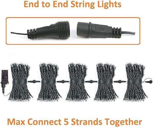 Miniatura 5 de OZS Paquete de 2 luces LED de 164 ft 400 luces LED súper brillantes extensibles para interiores y exteriores, impermeables, 8 modos, alambre verde,