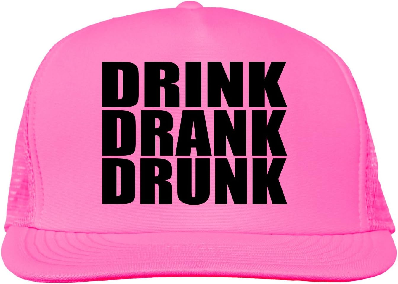 Drink, Drank, Drunk Bright neon Truckers mesh snap Back hat in Bright Colors