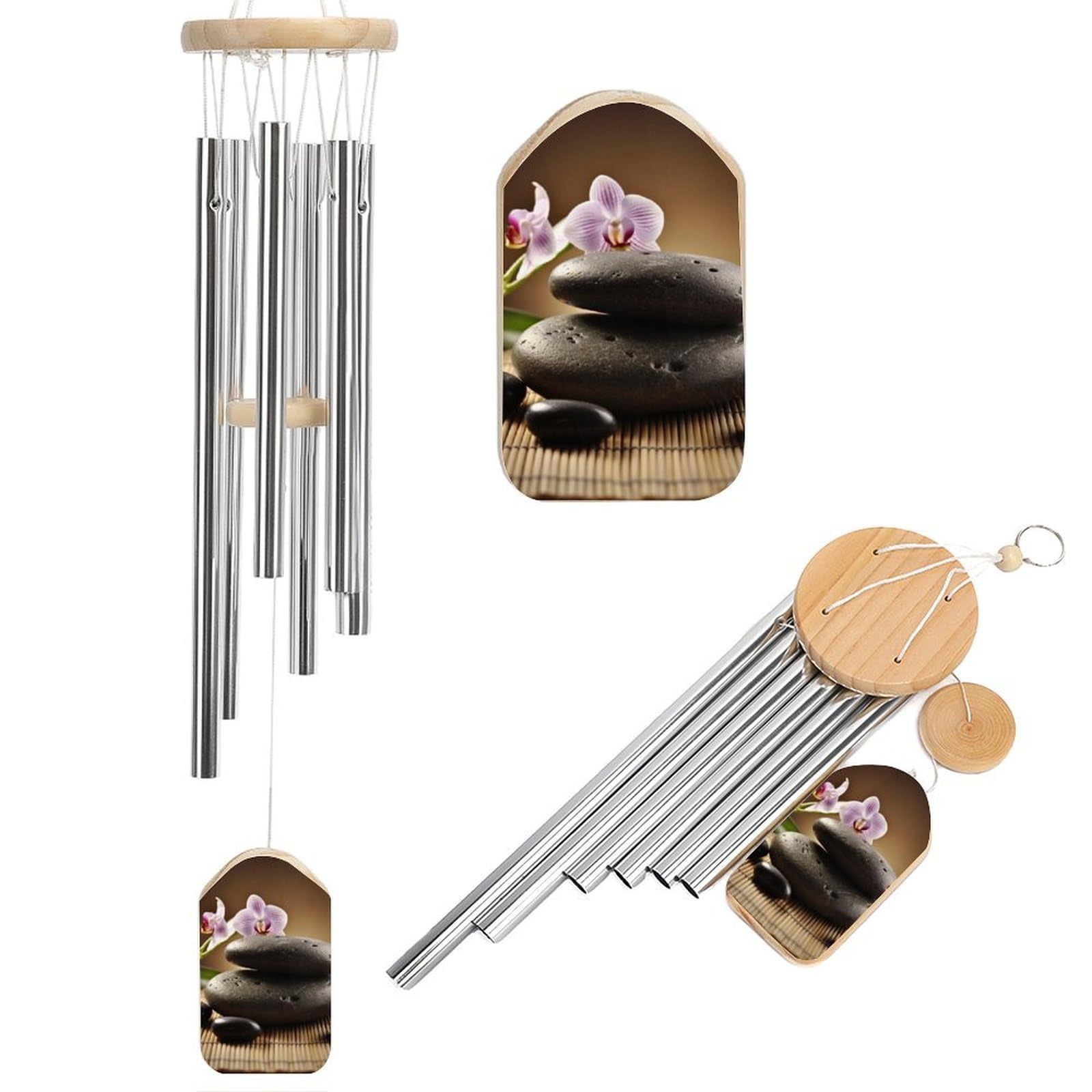 Zen Stone Wind Chimes for Outside Memorial Gift Sympathy Wind Chimes Aluminum Tube Windchime with Hook Windbell for Outdoor Patio Garden Decor Housewarming Gift