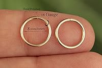 Vista 147 de Gold Hoop Earrings Silver Hoop Earrings - Hoop Earrings For Women Two Pcs Of Thin Gold Filled Sterling Silver Hoops, Helix Hoop, Tragus Ring