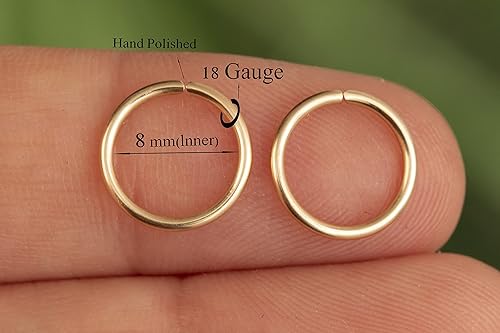Miniatura 147 de Gold Hoop Earrings Silver Hoop Earrings - Hoop Earrings For Women Two Pcs Of Thin Gold Filled Sterling Silver Hoops, Helix Hoop, Tragus Ring