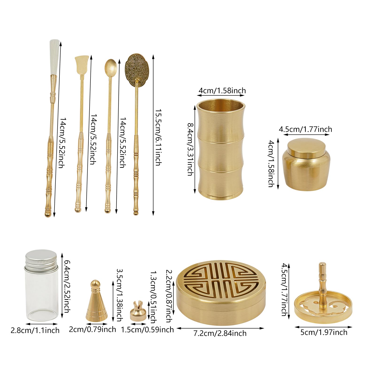 Set di bastoncini di incenso in ottone, per meditazione, lettura, lavoro e applicazioni SPA, oro, rilassati
