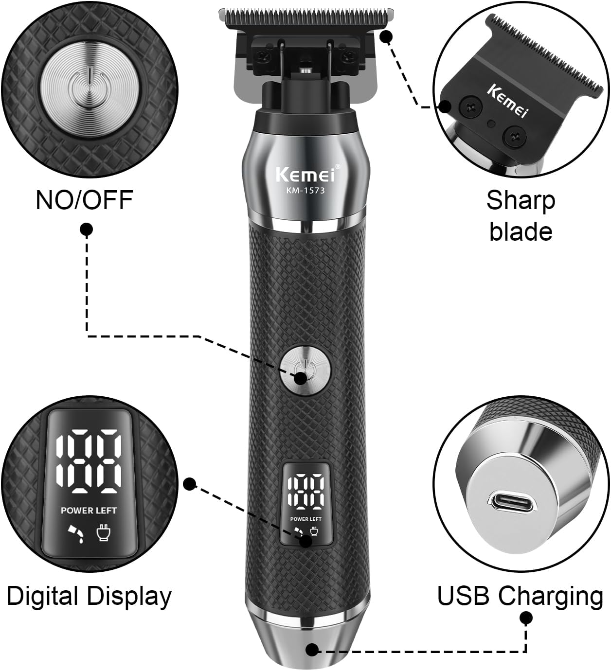 Diagram of KEMEI KM-1573 Hair Clipper parts