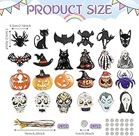Vista 2 de 24 adornos de Halloween, decoración de árbol, araña negra, calavera, murciélago, bruja, calabaza, fantasma, adornos aterradores para árbol