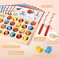 Vista 4 de Torlam Juguete magnético de pesca de madera para niños pequeños, juguete de habilidad motora fina, aprendizaje del alfabeto ABC para niños pequeños