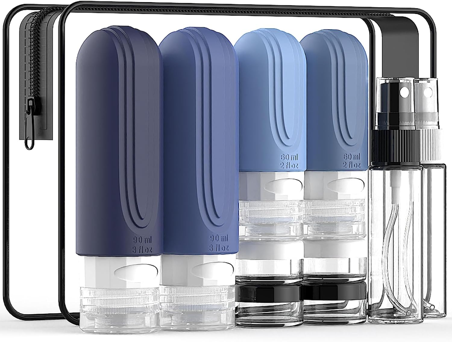 Travel Bottles for Toiletries 10 Pack, TSA Approved Travel Size Toiletries Essentials Containers Set, Leak Proof Silicone Bottles Kit, Refillable Liquid & Creams Accessories (GRAY)