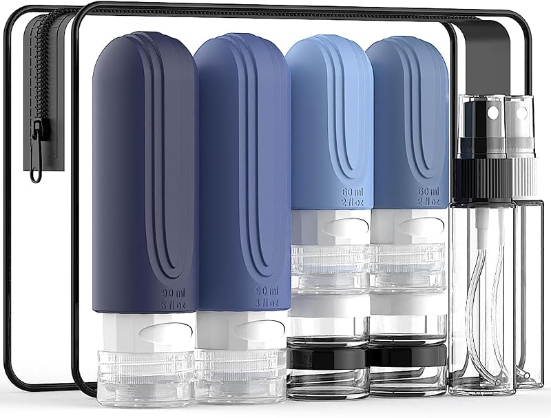 Kit de frascos recarregáveis de silicone YIIMER B16 10PACK, azul, Pacote com 10