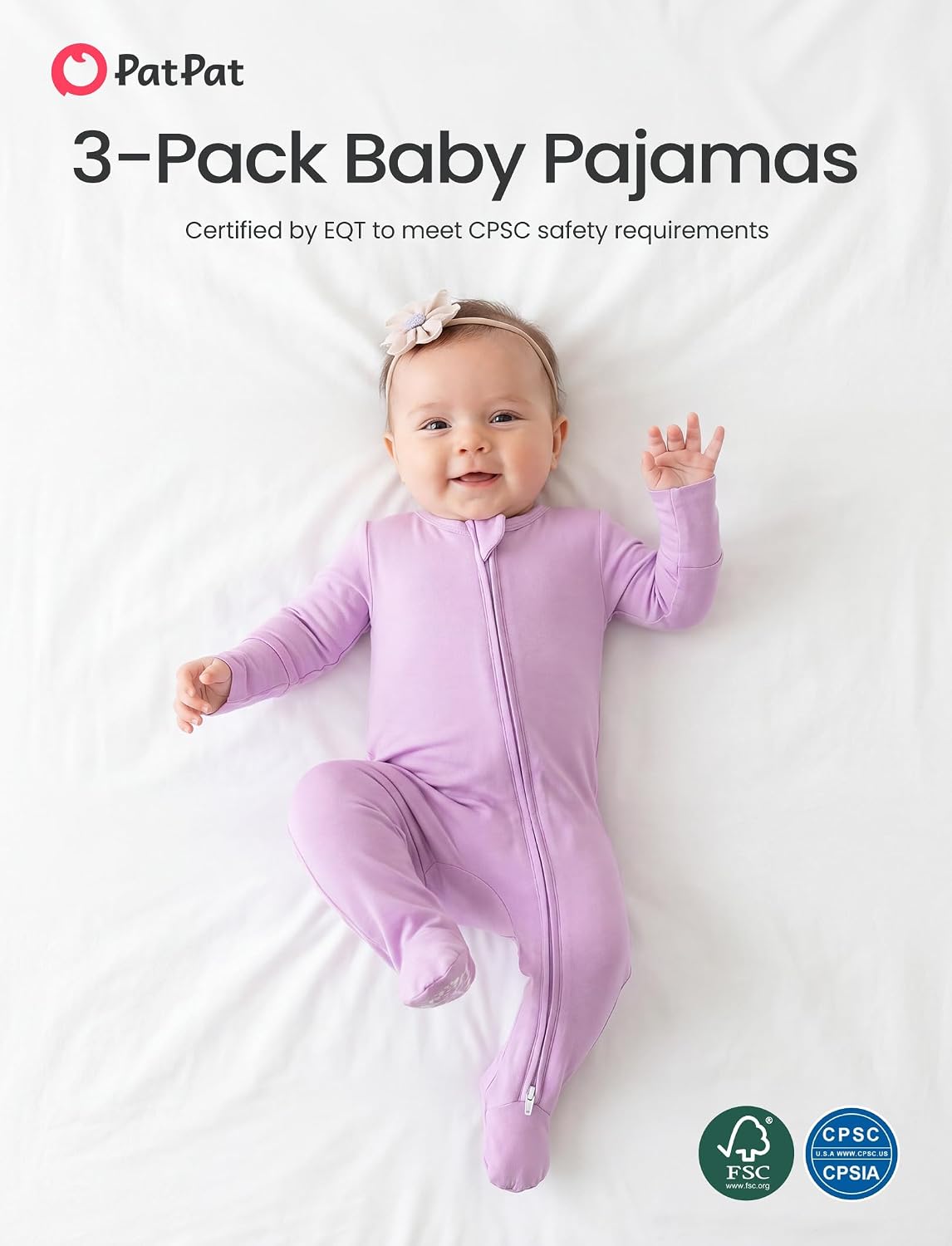  3 Pack Bamboo Viscose Baby Footed Pajamas with Anti-Grips, NB-2T thumbnail