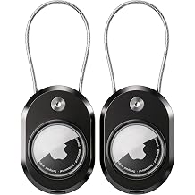 DDJ 2 Pack for AirTag Holder with Keychain, Waterproof Case for Apple AirTag & Moto Tag, for Air TagHolder Anti-Lost Wire Cable Lock with ID Card for Keys, Luggage, Backpack, Pet Collar Black/Black