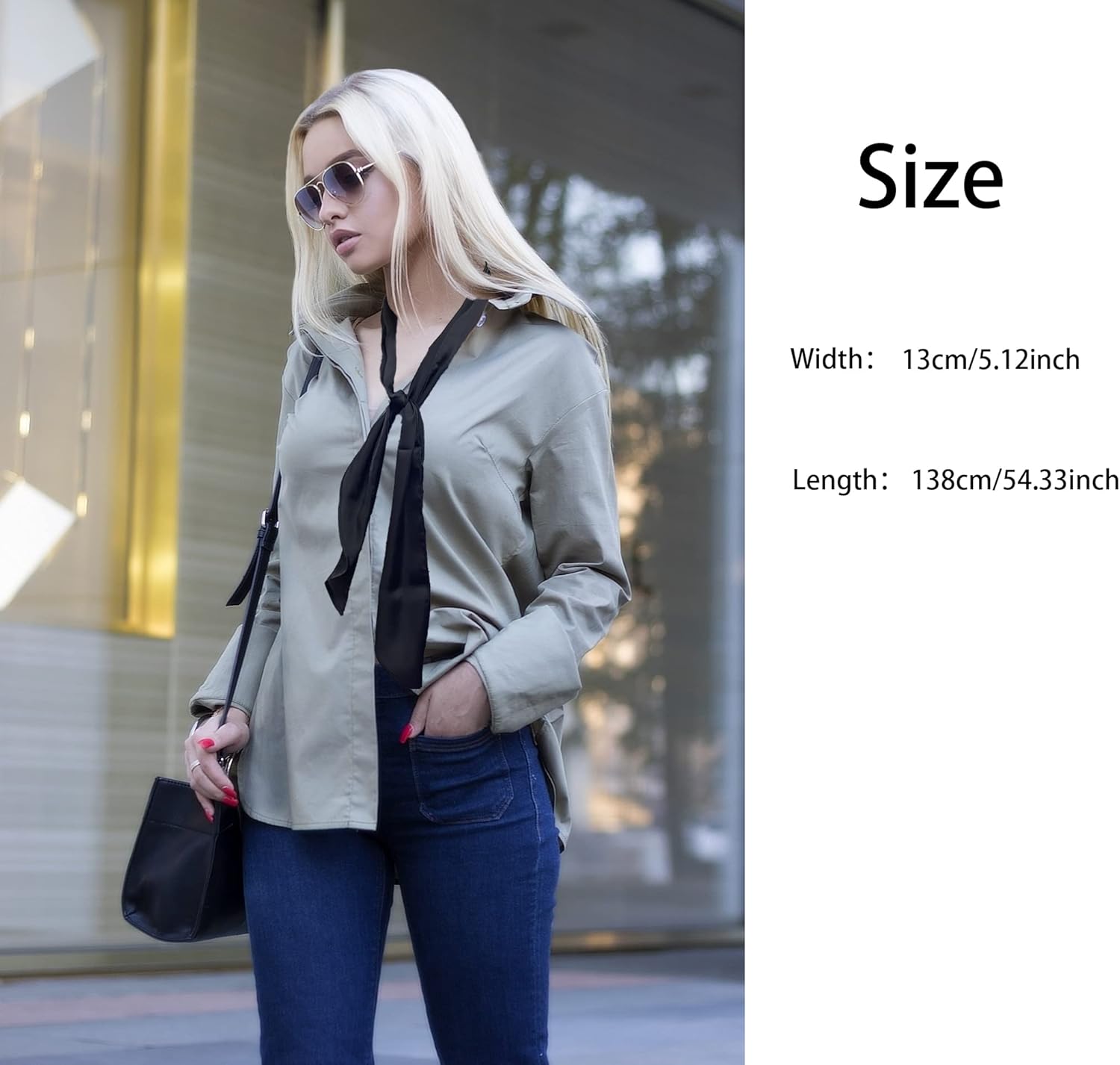 COTIM COYIN Women Plain Skinny Scarf, Solid Color Long Neckerchief Hair Band Choker for Women Purse Handbag - Image 5