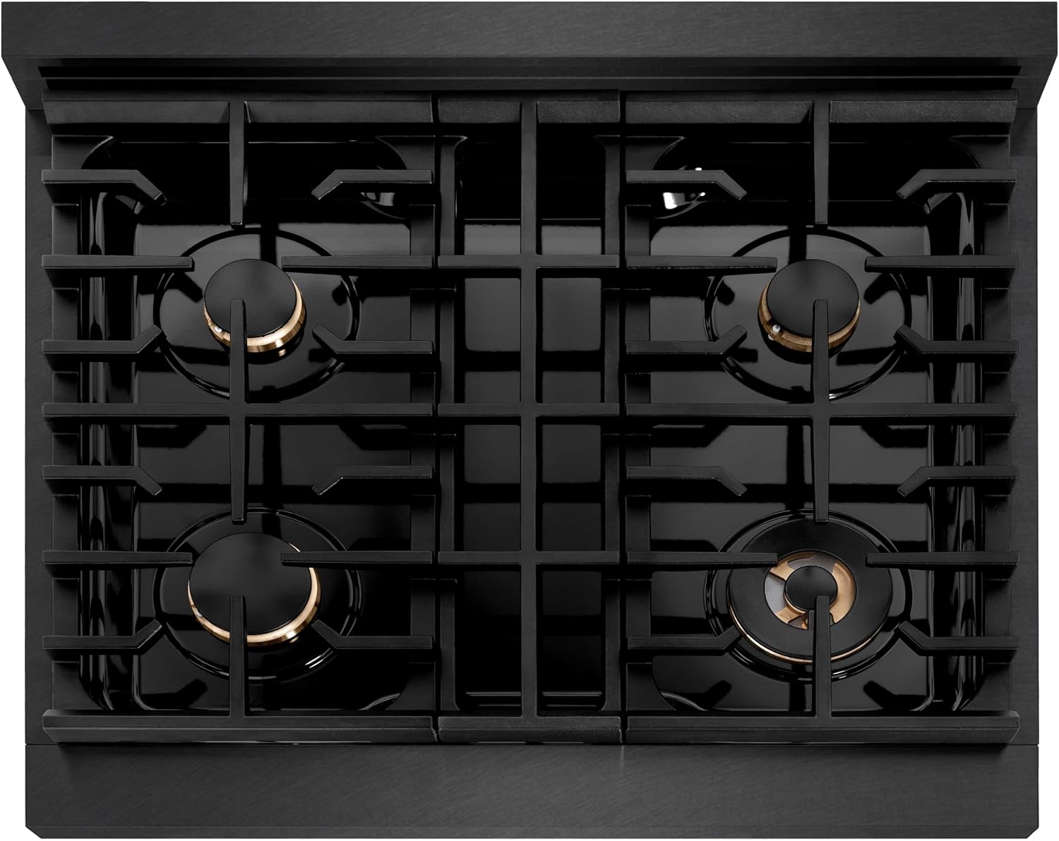 ZLINE Designer Collection 30 in. Paramount Gas Rangetop with 4 Burners in Black Satin Stainless Steel with Matte Black and Champagne Bronze Accents (SRTBSZ-30-MBCB)