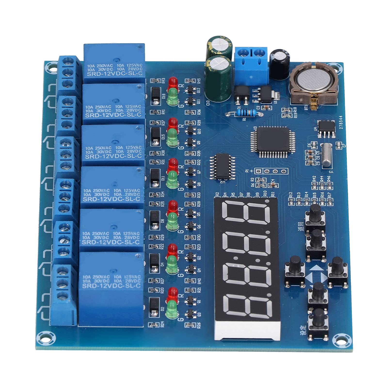 Relè temporizzato a 5 canali Modulo di temporizzazione multicanale Temporizzatore programmabile durevole per controllo motore Controllo pompa acqua AC DC 12V PCB