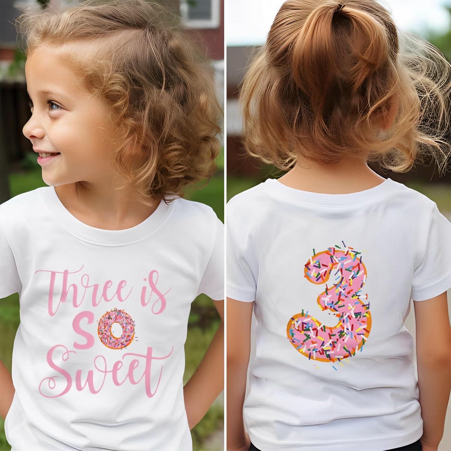 MODNTOGA Birthday Girl T-Shirt Toddler So Sweet Donuts Graphic Shirt 2nd 3rd 4th 5th Bday Outfit Tops Two Three Four Five Tee - Image 2