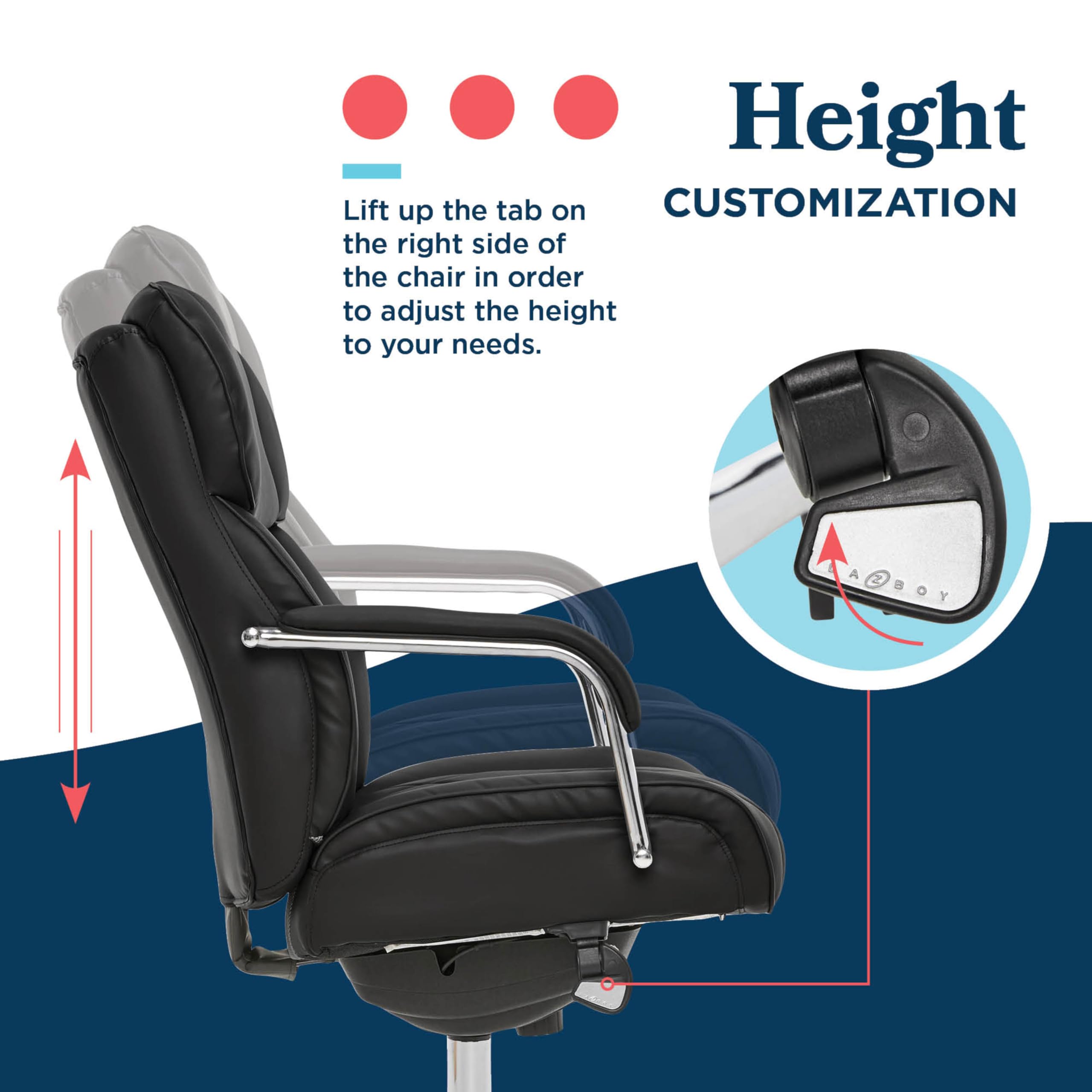 LaZBoy Sutherland Ergonomic Faux Leather Swivel Computer and Desk Chair Black CHR10048A — view 8