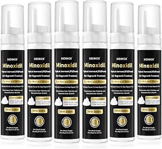 5% Minoxidil Foam for Men & Women - Hair Growth Treatment with Biotin, Non-Greasy Fast Absorbing Foam for Thinning Hair, Regrow Fuller Thicker Hair & Beard, 6 Month Supply (6 x 2.12 oz)