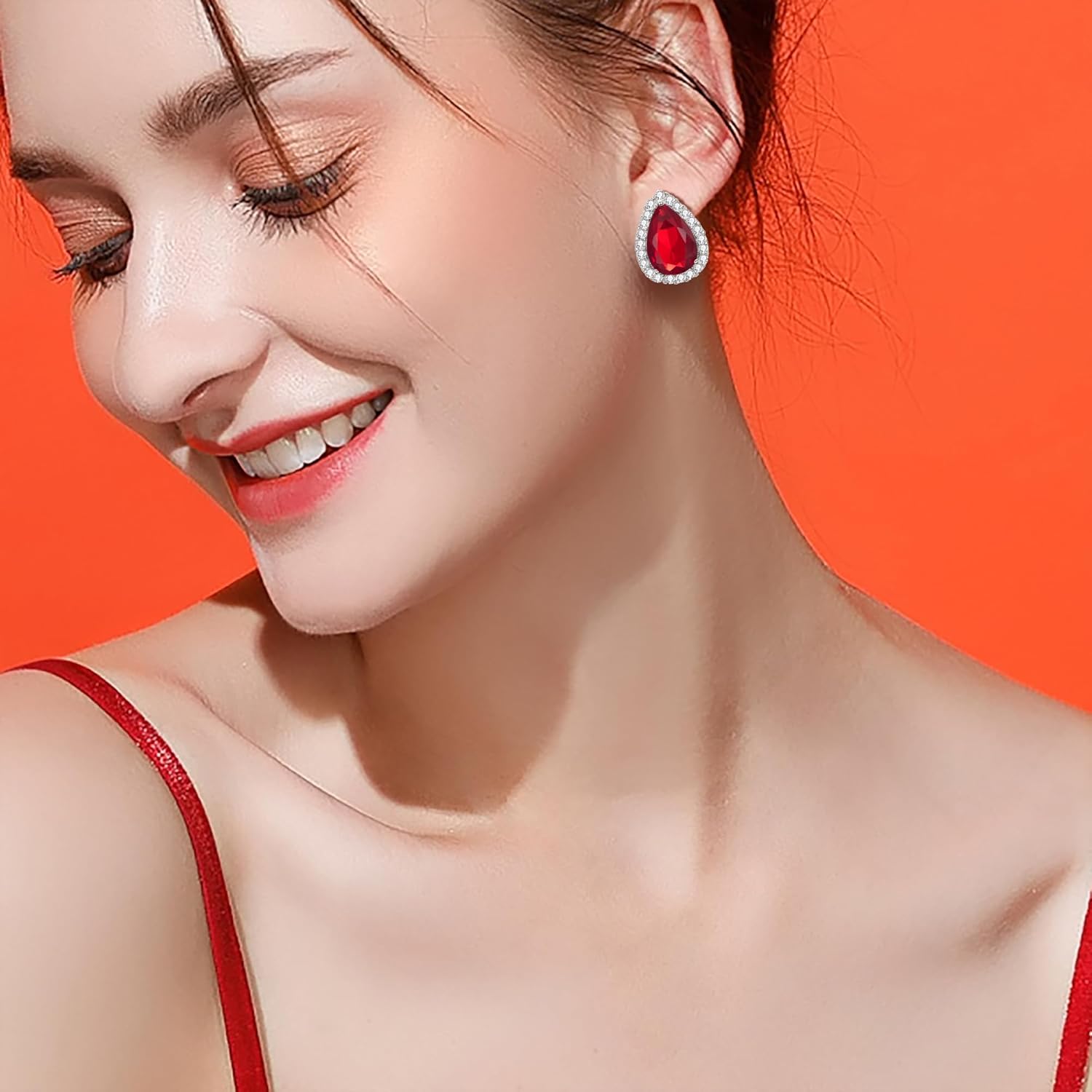 EVER FAITH Cubic Zirconia Wedding Stud Earrings, Gorgeous Teardrop CZ Bridal Drop Earrings for Women Bridesmaids - Image 3