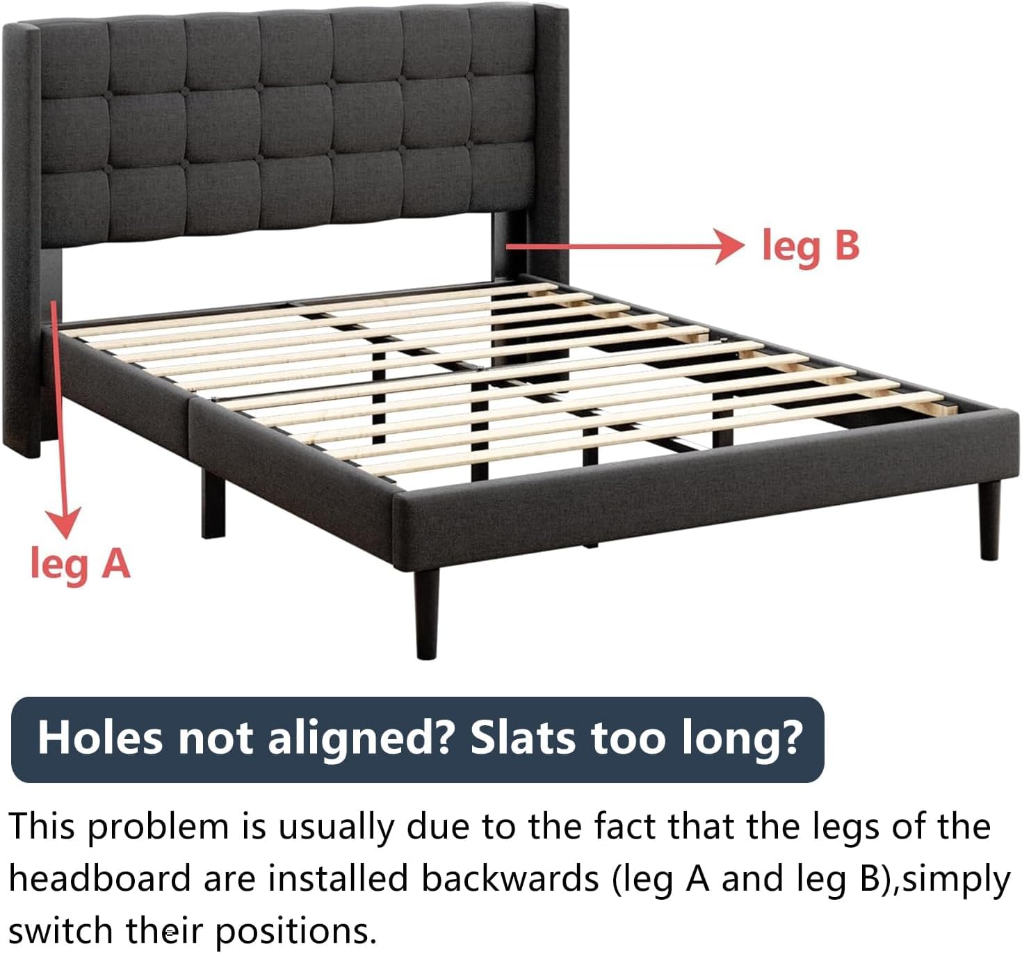 Large Bed Frame with headboard, Modern Soft-Padded Platform Bed Frame, Button Velvet Wing-Back Mattress Base, Noise-Free, Easy to Assemble, Modern Master Bedroom Suite or Apartment