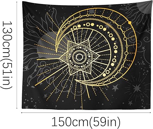 Miniatura 7 de Berkin Arts Tapiz decorativo con constelaciones doradas, signos del zodiaco, símbolos, iconos, para colgar en la pared, telón de fondo estético de