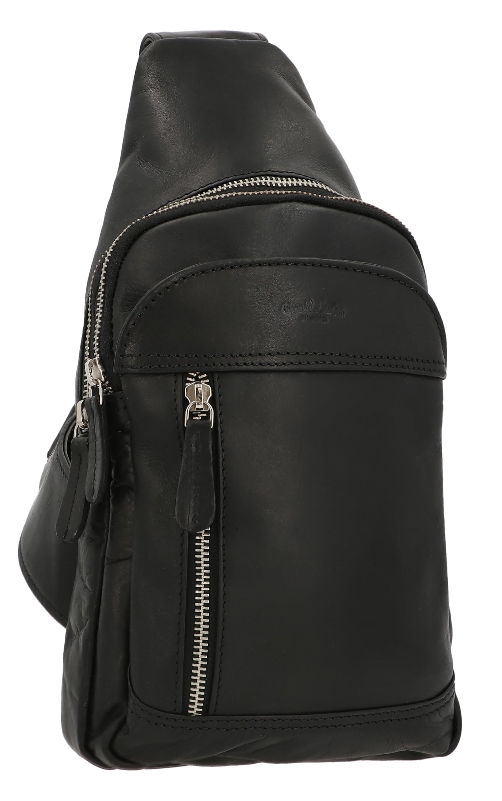 Gusti Sac en Cuir Azon Tannage végétal Sac Banane Sac ventral Sac en Cuir Slingpack Noir